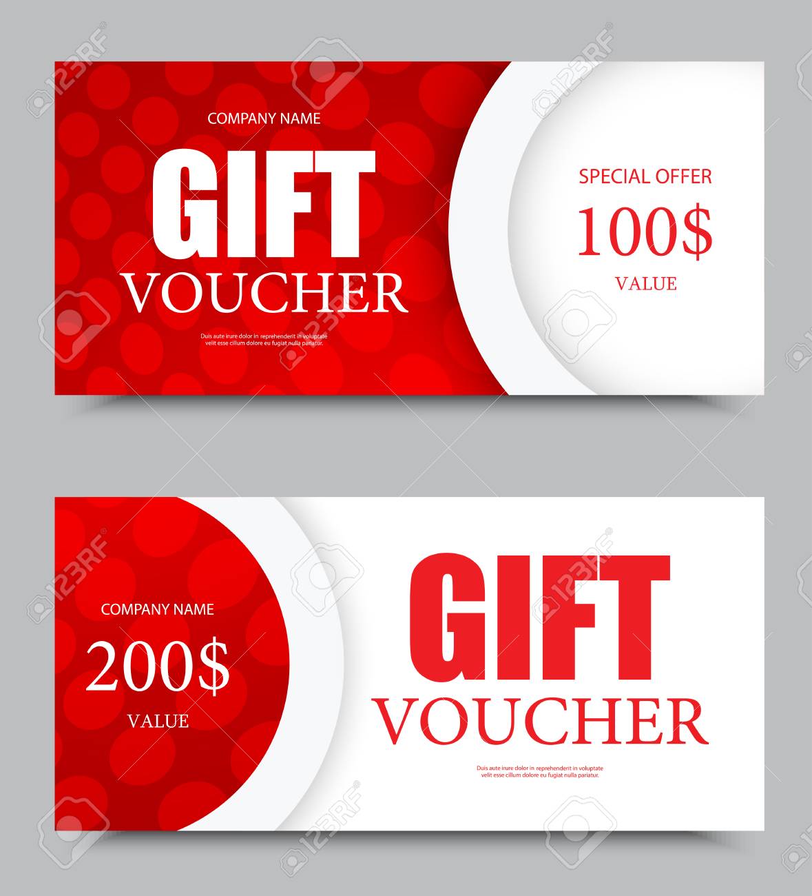 gift company voucher template on one and two hundred dollars