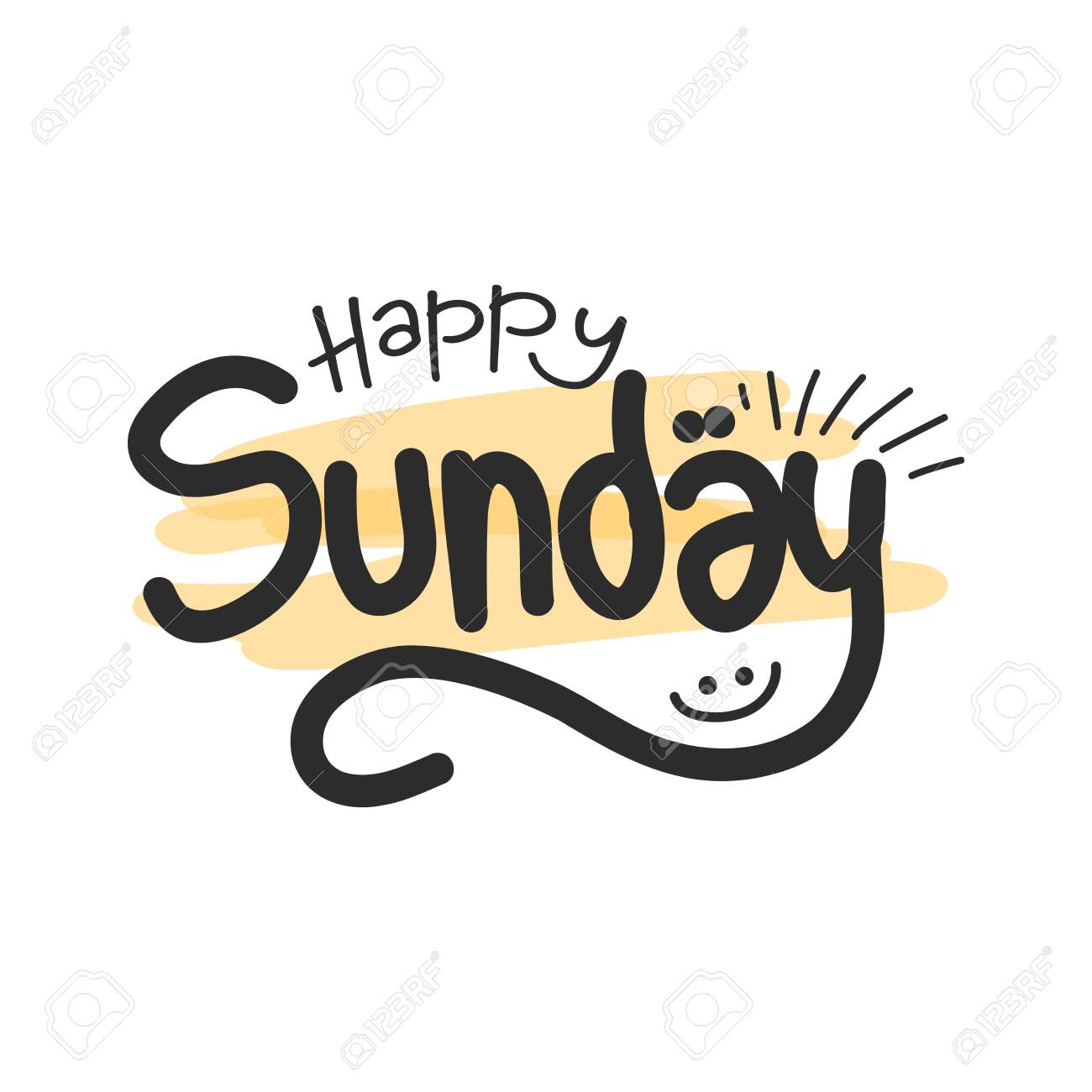 Happy Sunday Hand Drawn Lettering. Modern Brush Calligraphy Design For  Card, Poster, Social Media Post, Photo Overlay. Vector Illustration.  Royalty Free SVG, Cliparts, Vectors, and Stock Illustration. Image  152829326.