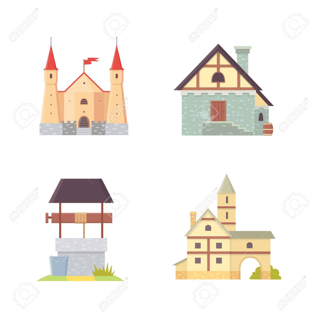 Old Castle Europe Palace Building Vector Illustrations Medieval Royalty Free Cliparts Vectors And Stock Illustration Image