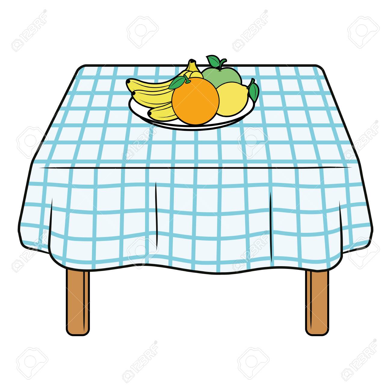 Illustration Of A Kitchen Table With Fruits On A White Background Royalty  Free SVG, Cliparts, Vectors, and Stock Illustration. Image 136994635., image size:1300x1300