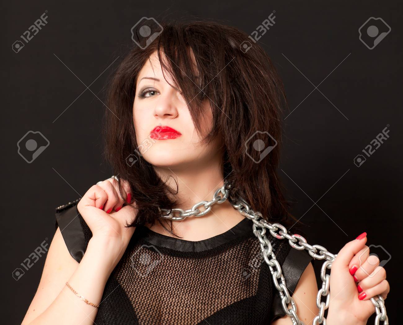 Woman with chains stock image. Image of artistic, black - 17985109