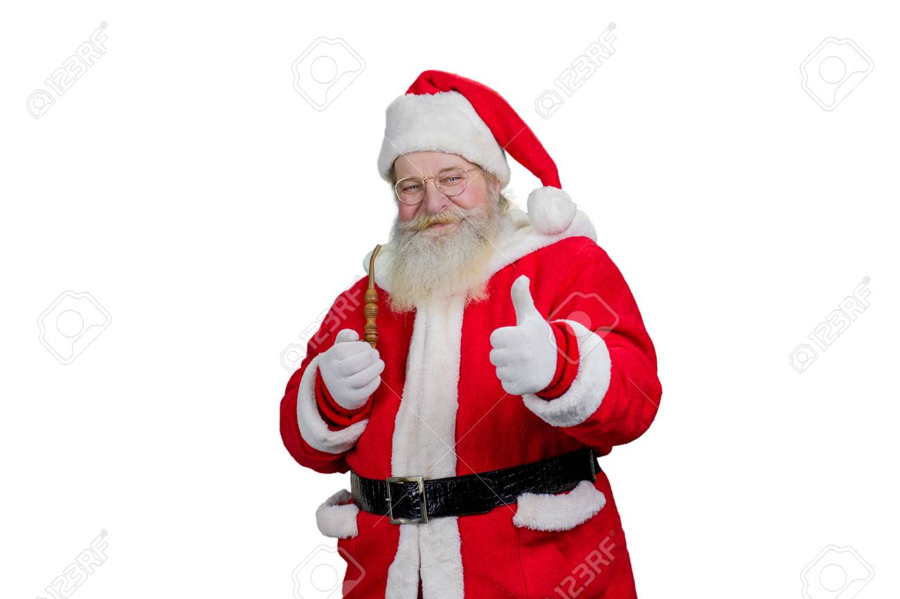 Santa With Pipe Giving Thumb Up Authentic Santa Claus With Real