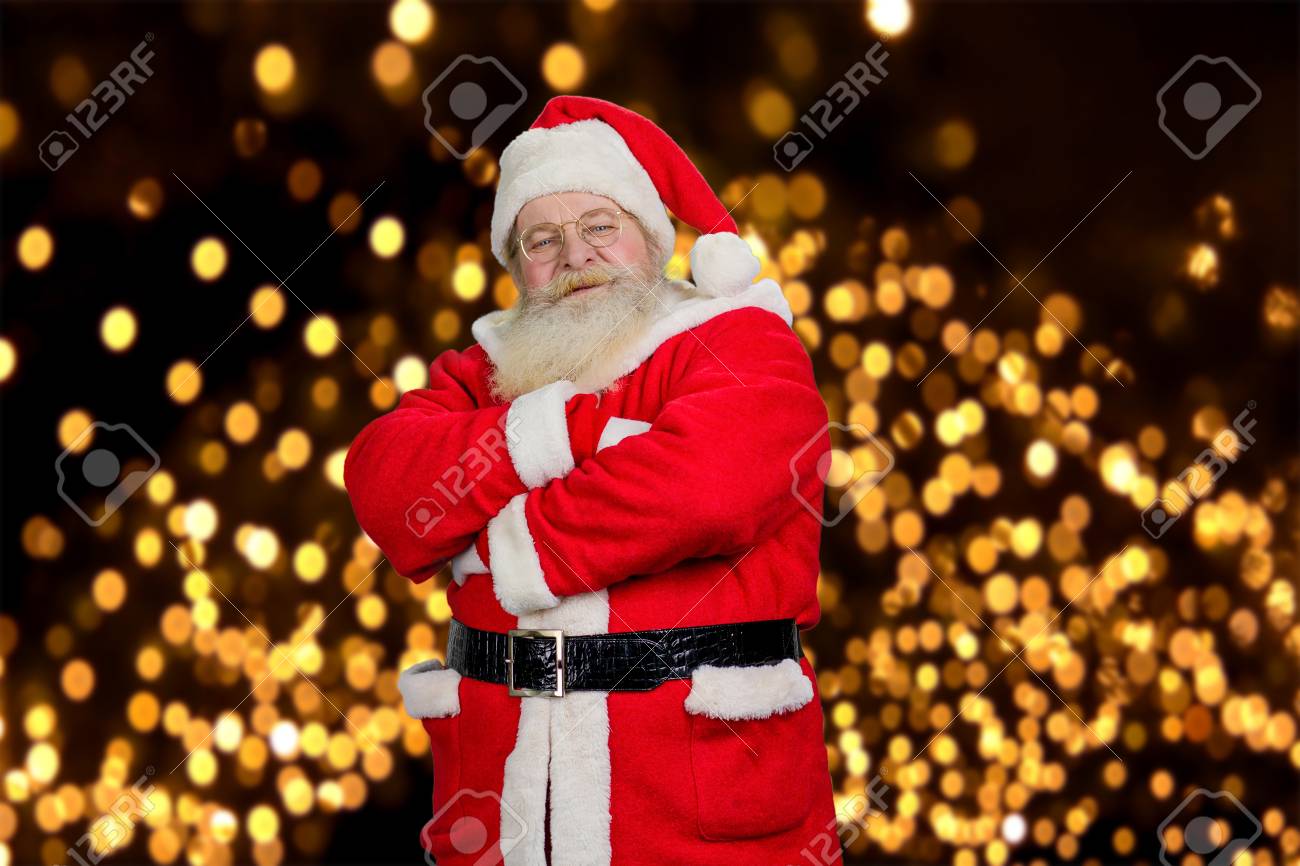 Aged Santa Claus With Crossed Arms Santa Claus With Real Beard