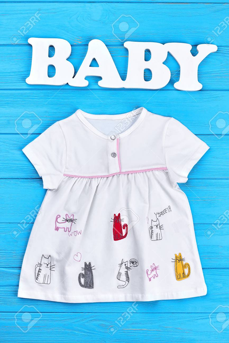 Baby Girl Summer Clothing Background Colored Cat Print Cotton Dress For Newborn And