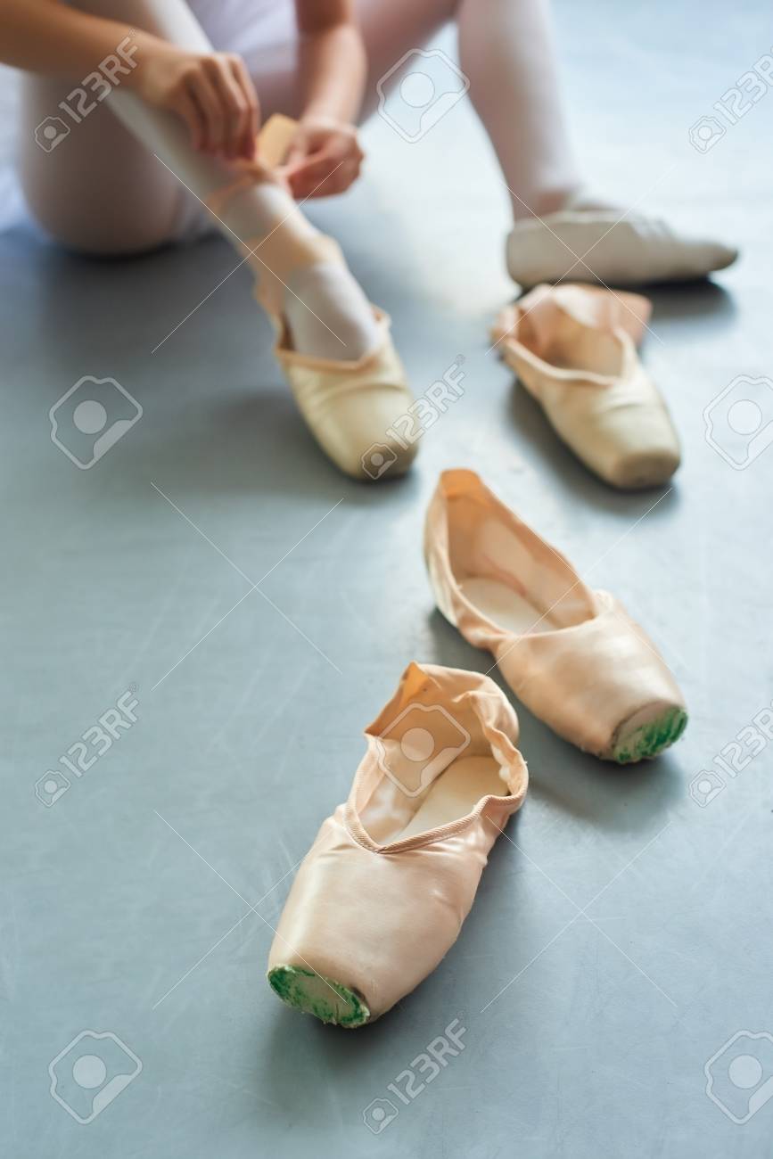 teal ballet pointe shoes
