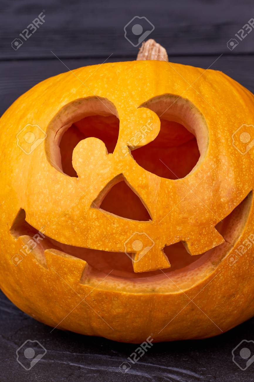 Funny Halloween pumpkin head. Jack,O,Lantern with smiling face..