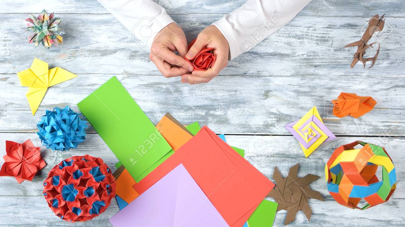 Origami Tulip Man Tutorial Adult Man Hands Making Spring Flower