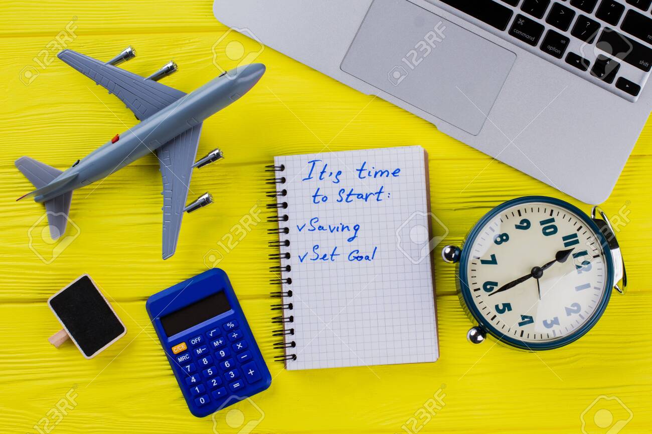 Flat Lay New Plans And Business Concept Notepad With Goals Stock Photo Picture And Royalty Free Image Image 150494986