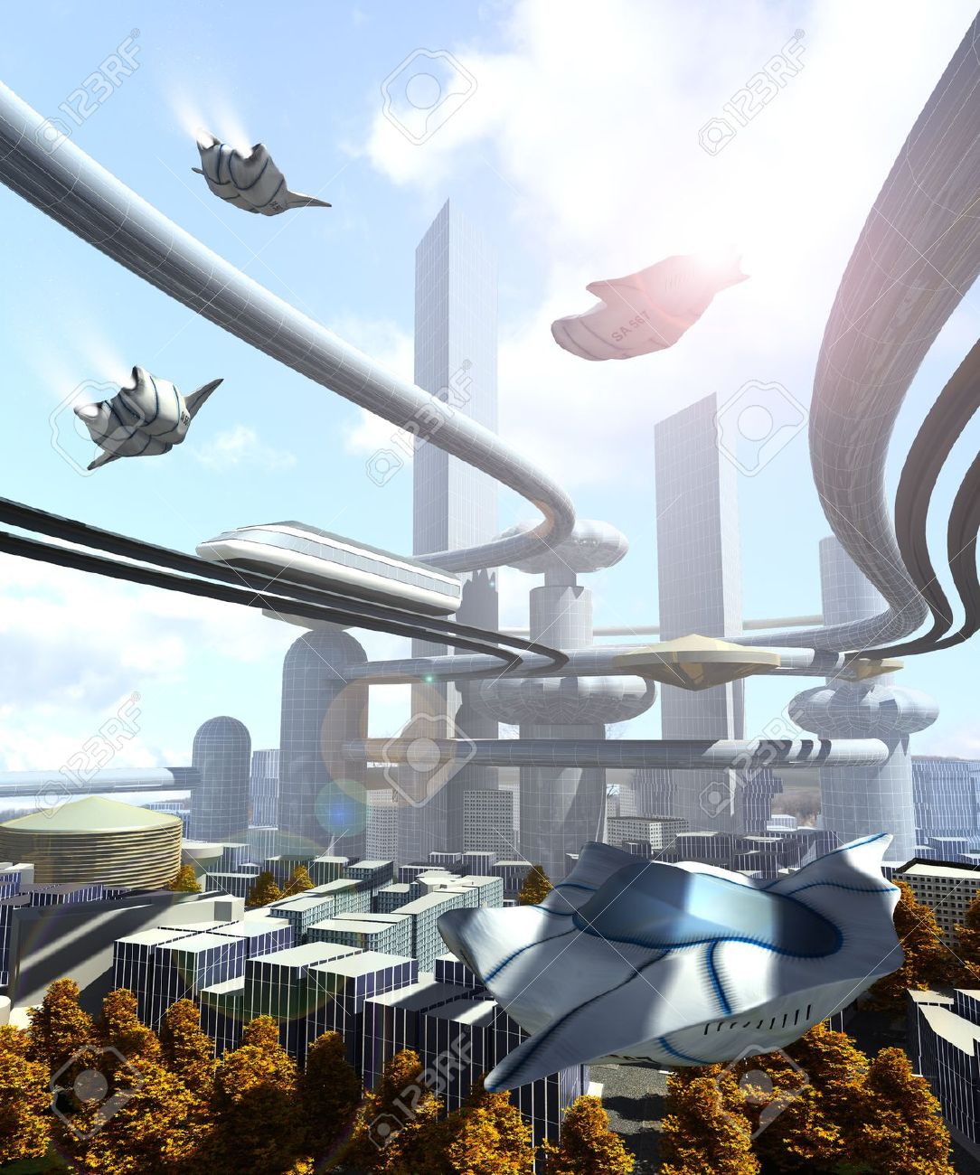 aerial view of Futuristic City - 22018857 aerial view of Futuristic City - 22018857