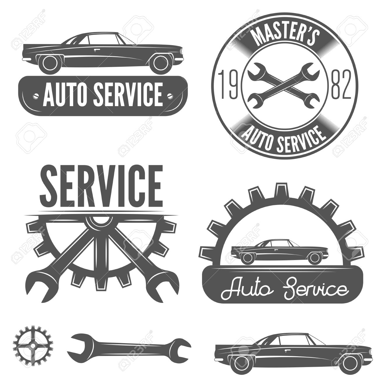 Set car service badges labels logo Royalty Free Vector Image