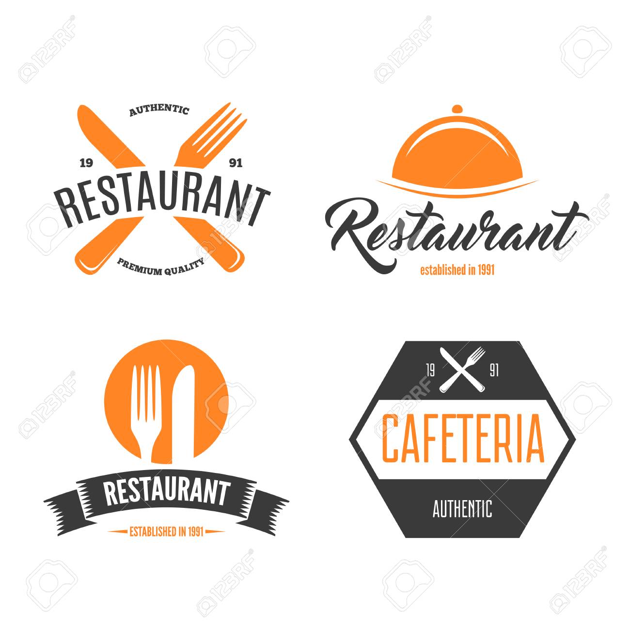 restaurant logos badges and labels design elements set in vintage restaurant logos images
