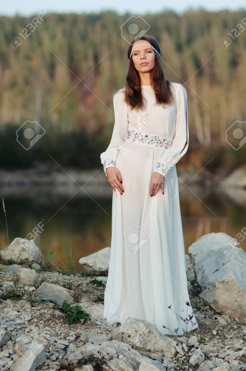 White dress by the shore Clearance