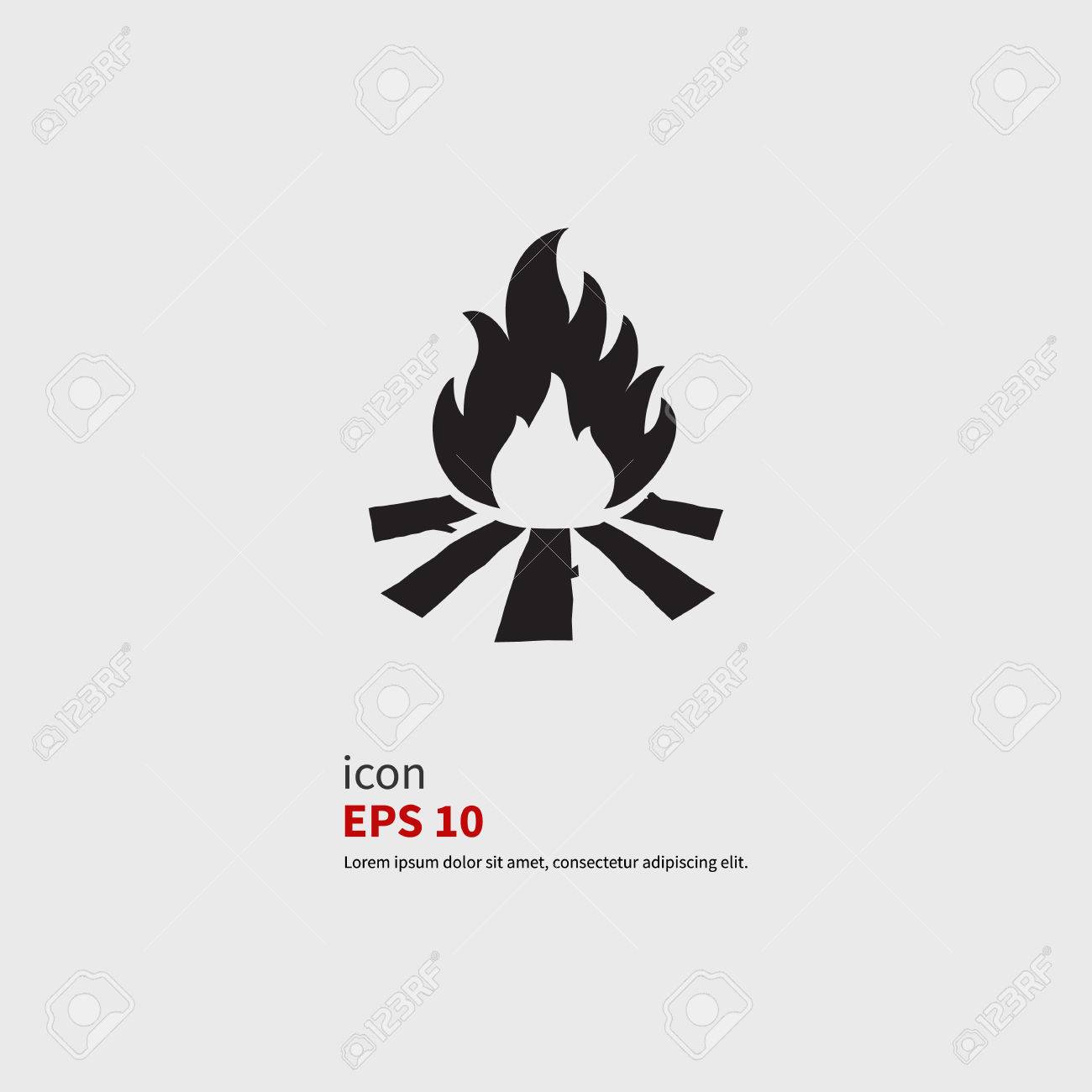 薪でキャンプファイヤーのベクトル イラスト アイコンの火災 のイラスト素材 ベクタ Image