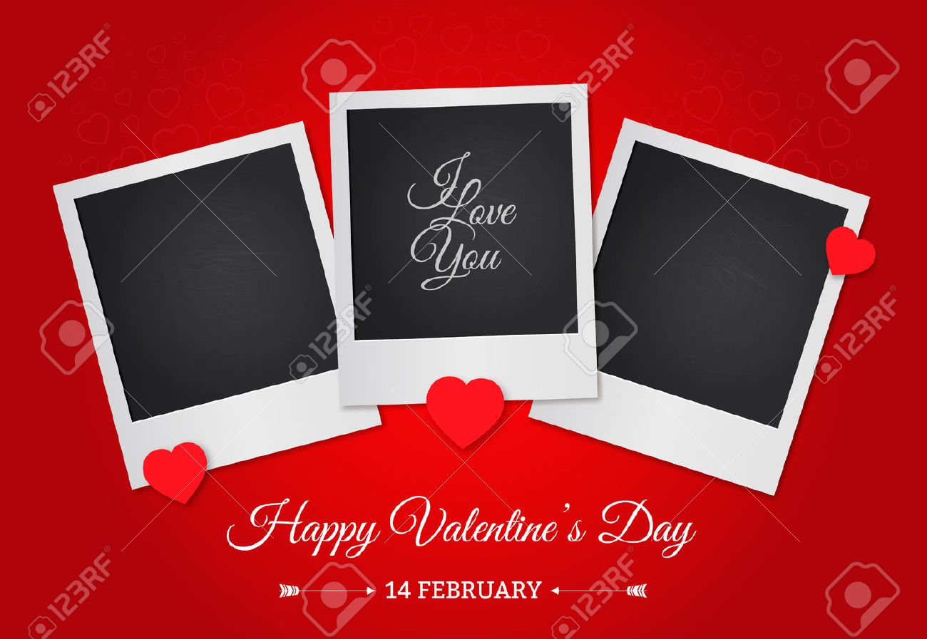 postcard happy valentine s day with a blank template for photo