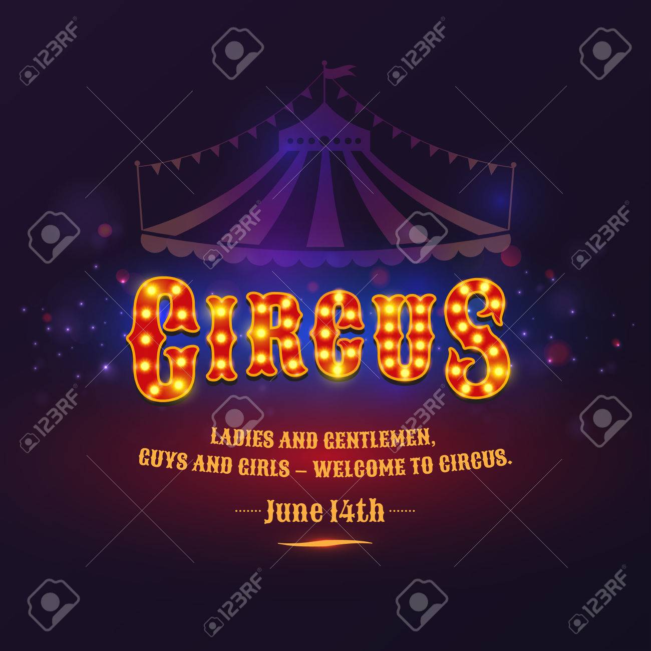 The poster for the circus. The illuminated sign. Letter from the lamps. Vector illustration - 39002066 The poster for the circus. The illuminated sign. Letter from the lamps. Vector illustration - 39002066