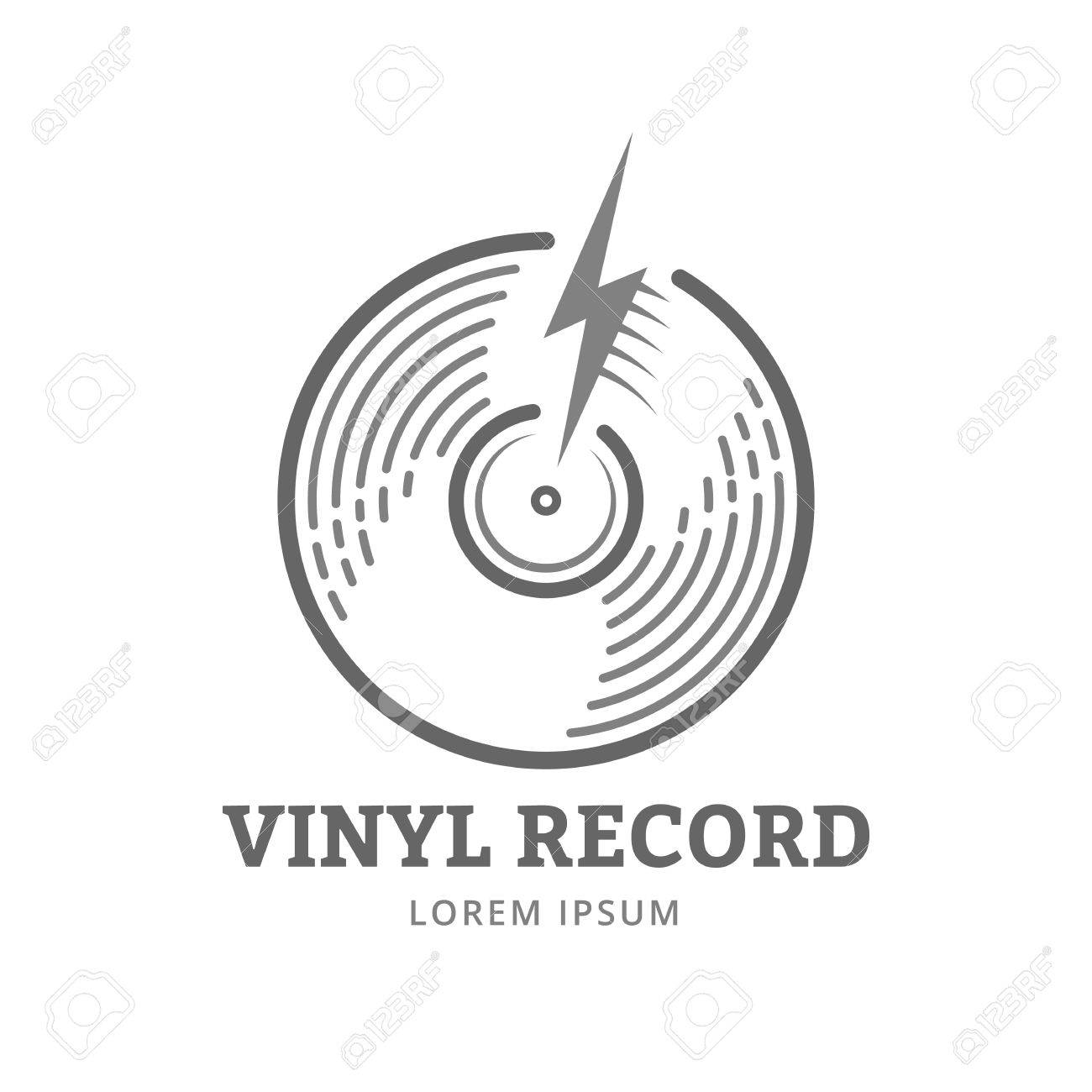 vinyl record logo modèle vector icône de la musique ou de l emblème