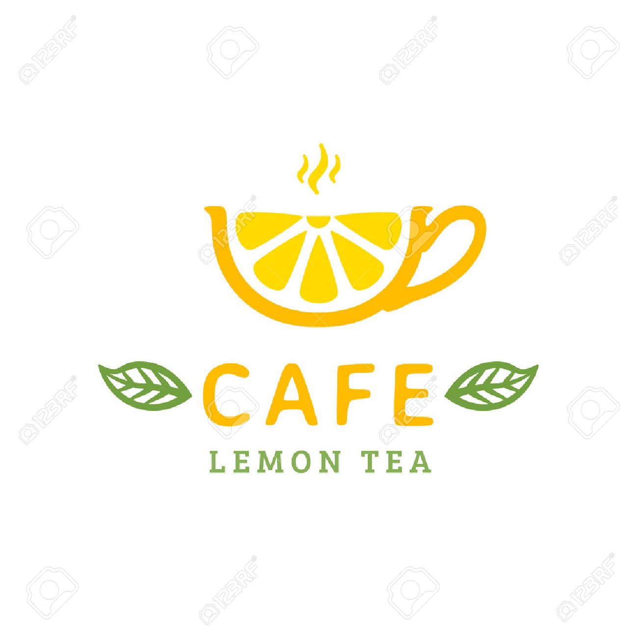 cafe logo design cup lemon tea vector illustration royalty free