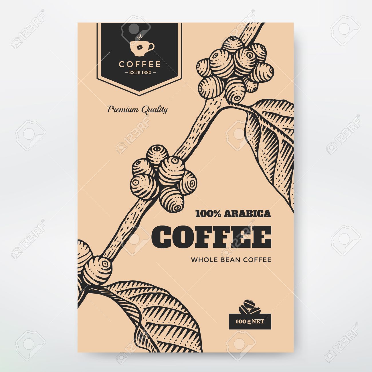 コーヒーのパッケージ デザイン コーヒーのブランチ彫刻イラスト のイラスト素材 ベクタ Image コーヒーのパッケージ デザイン コーヒーのブランチ彫刻イラスト のイラスト素材 ベクタ Image