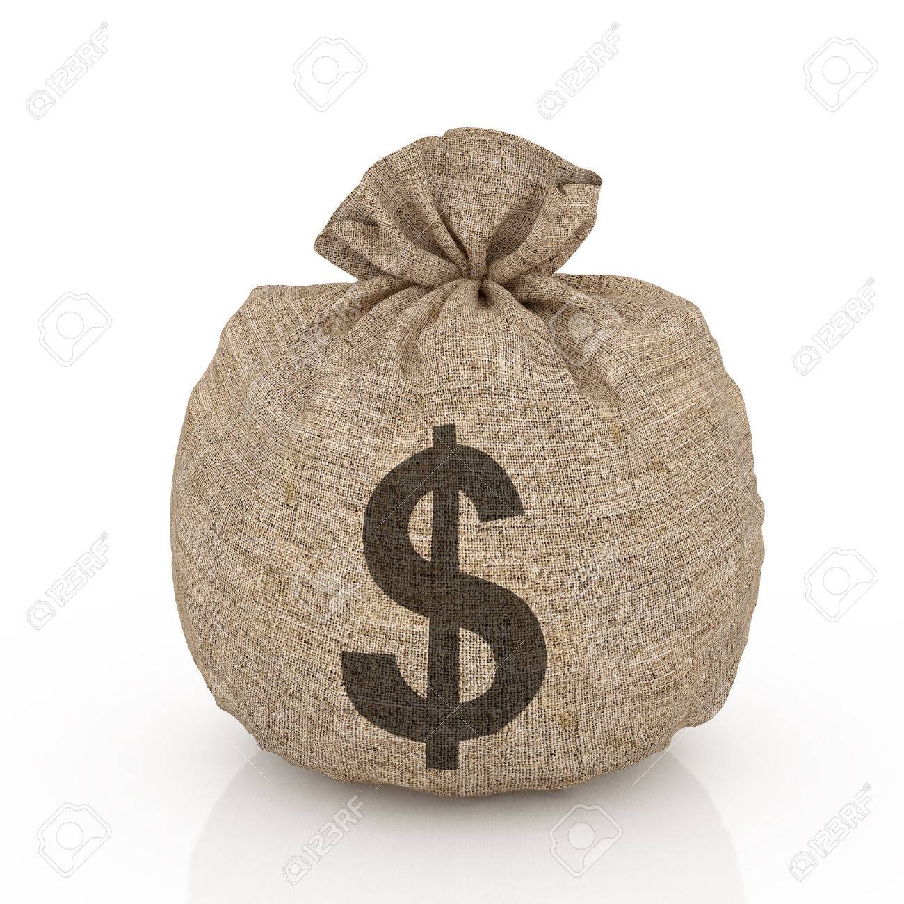 3d Render Of Money Bag Isolated On White Background - 