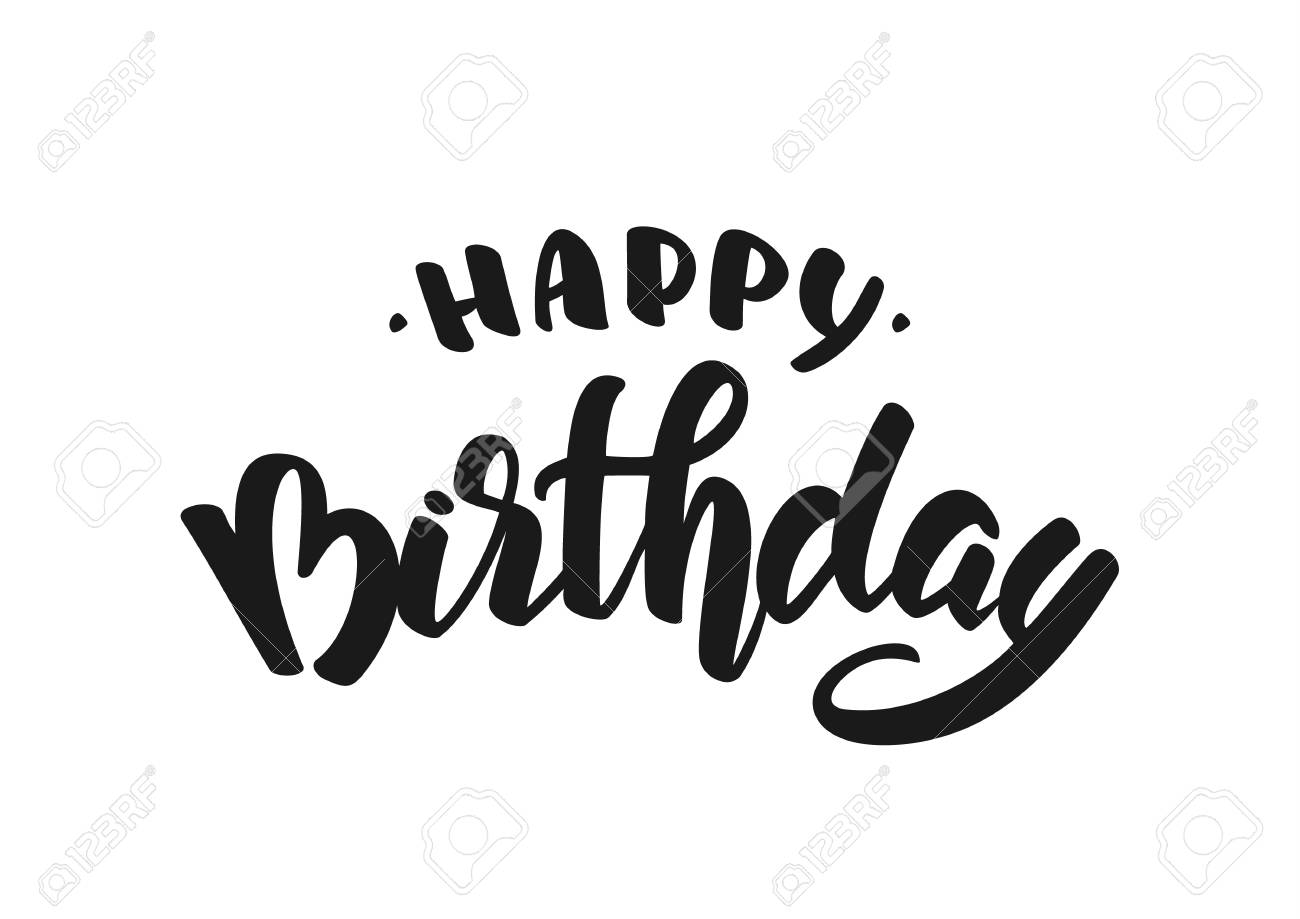 Vector illustration: Hand drawn doodle brush lettering of Happy Birthday. - 94514577 Vector illustration: Hand drawn doodle brush lettering of Happy Birthday. - 94514577