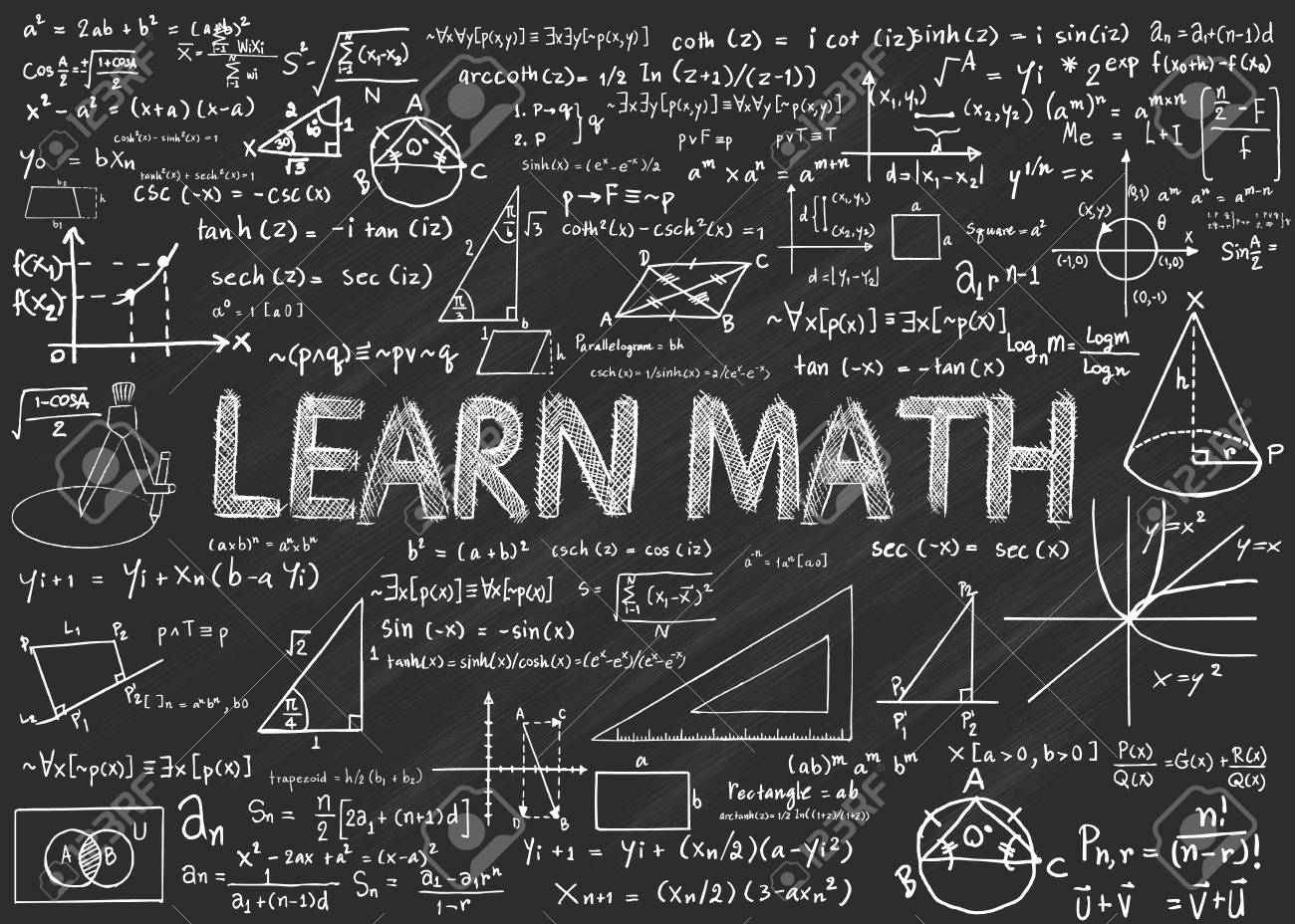 learn math chalkboard with math isolated elements vector royalty chalkboard with math