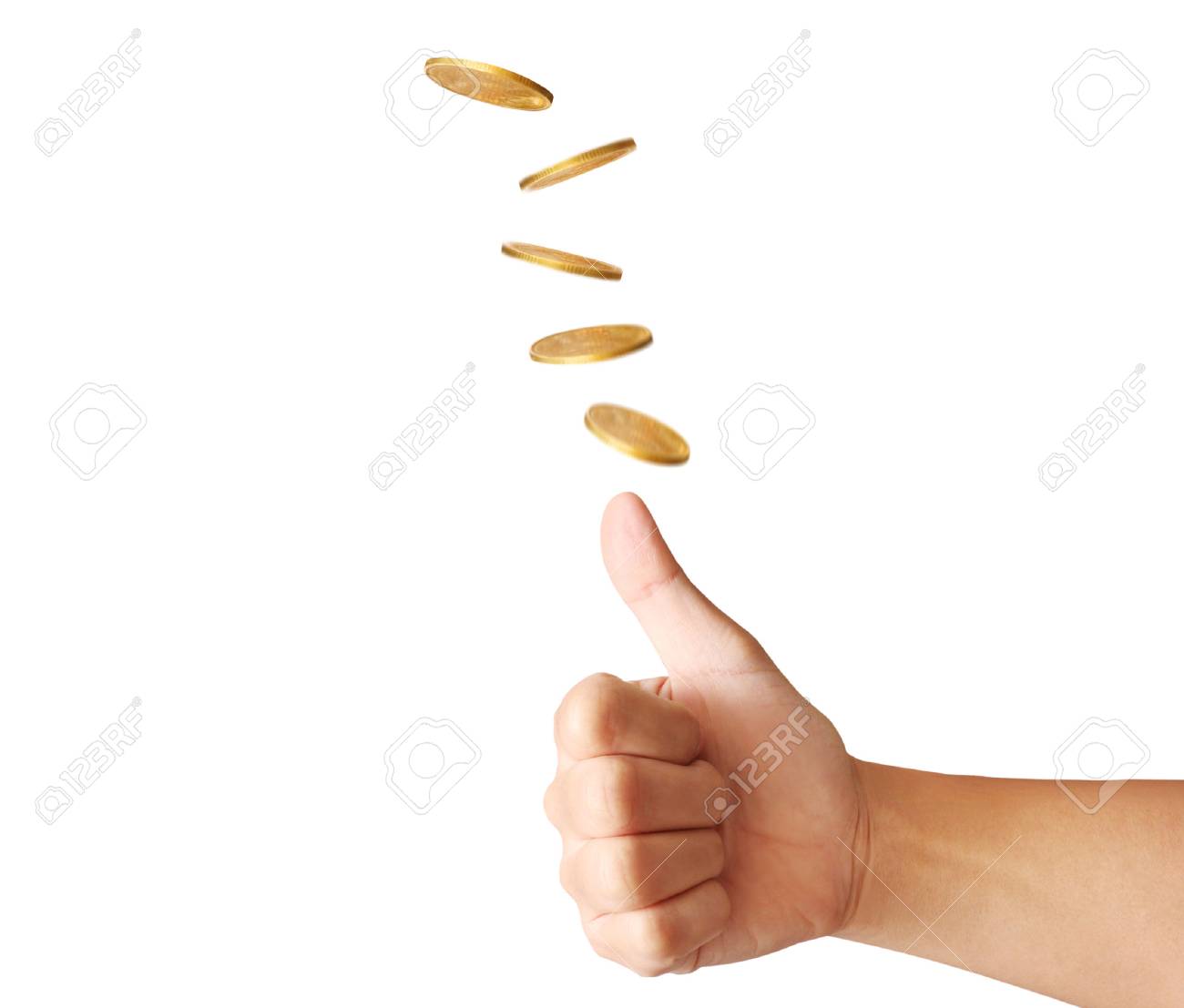 決定を下すためにコインを投げている手の写真素材・画像素材 Image 62033273