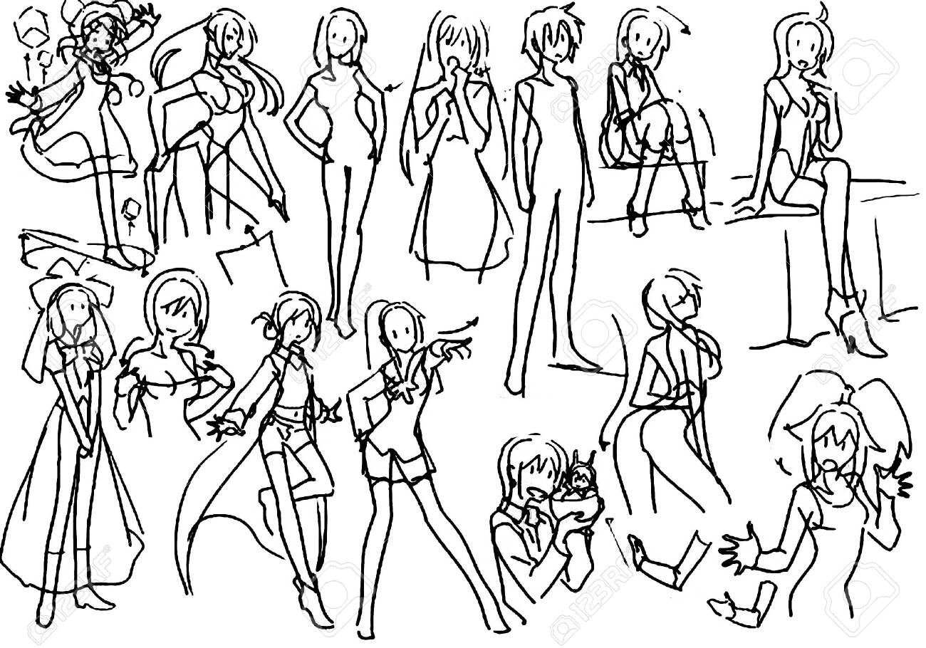 Tutorial Of Drawing A Female Body Drawing The Human Body Step Stock Photo Picture And Royalty Free Image Image 147861598