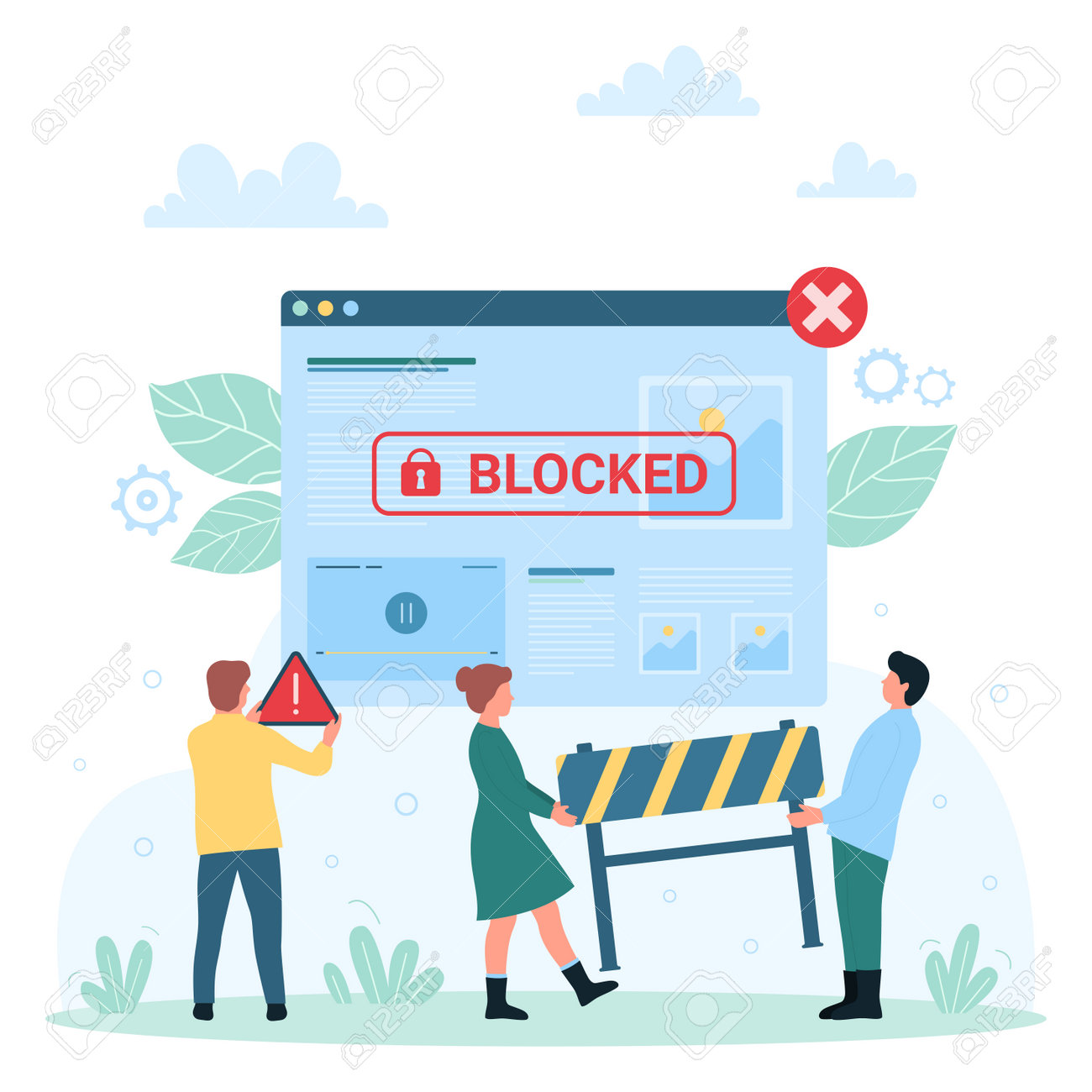 warning sign blocked content illustration