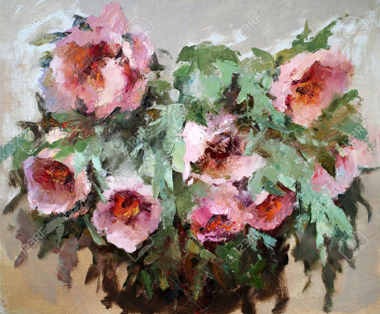 美しい油彩画 花のアレンジメント 【公式通販】