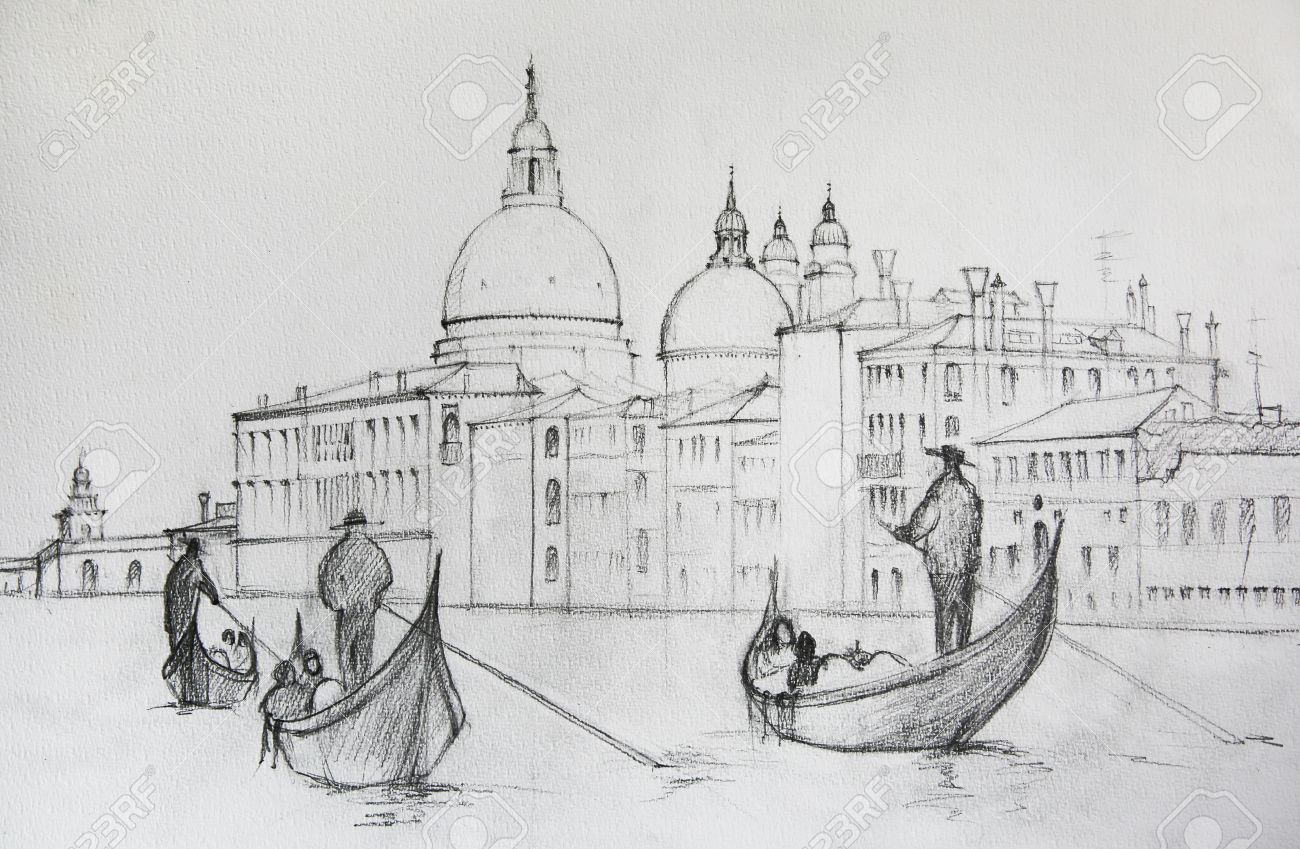 Painting of venice italy painted by pencil