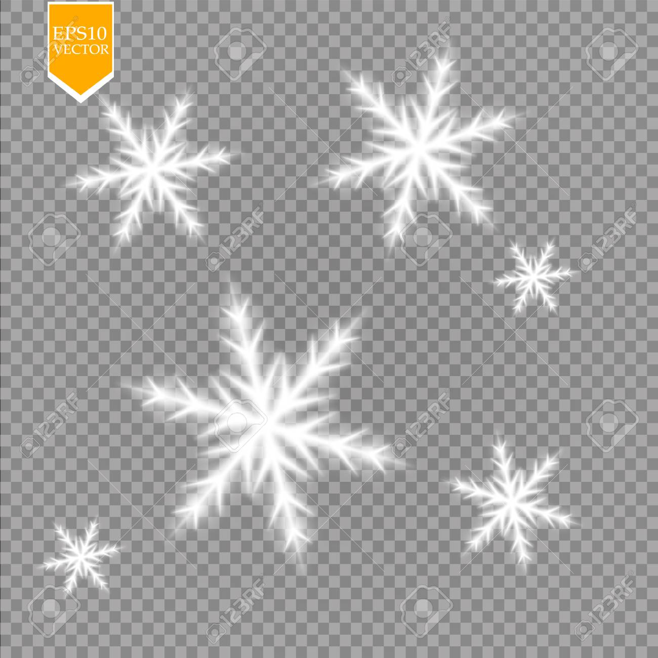 透明な背景に孤立したキラキラと白い雪の結晶を磨きます 輝く輝く光の効果を持つクリスマスの飾り ベクトルのイラスト素材 ベクタ Image 透明な背景に孤立したキラキラと白い雪の結晶を磨きます 輝く輝く光の効果を持つクリスマスの飾り ベクトルのイラスト素材 ベクタ Image
