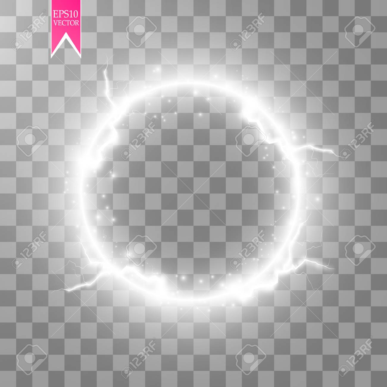 電気ボール雷の透明光効果 マジックプラズマボール のイラスト素材 ベクタ Image