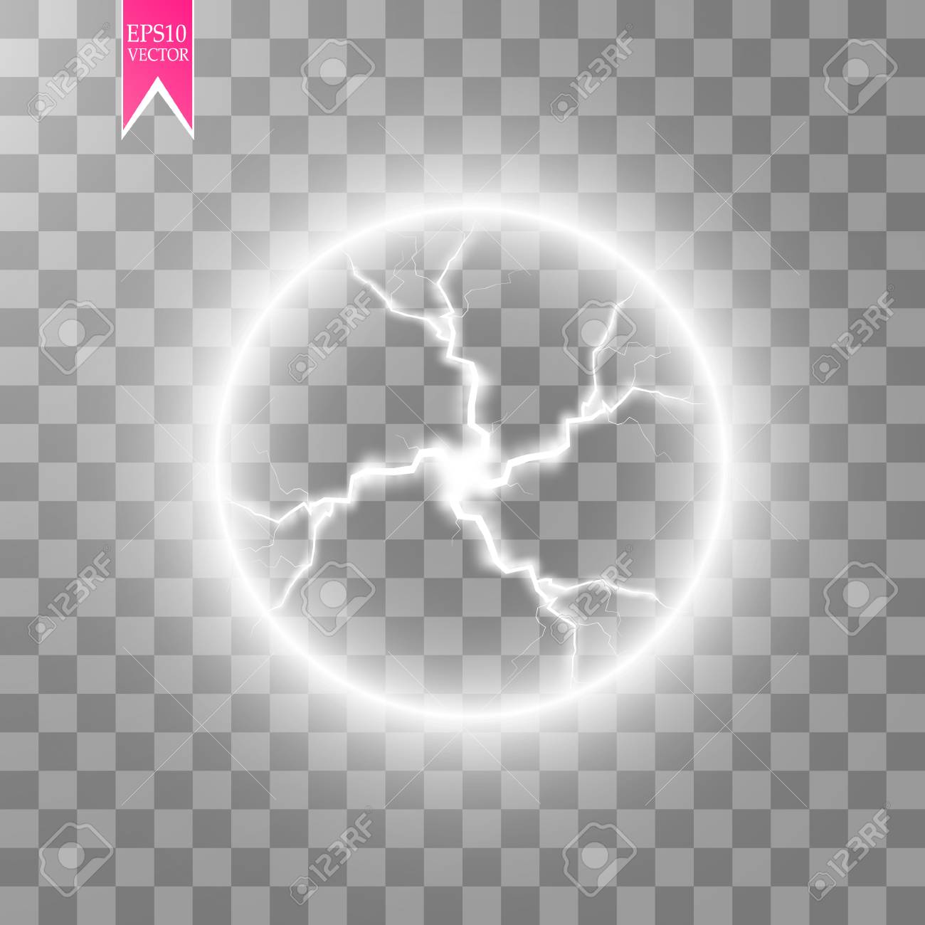 電気ボール雷の透明光効果 マジックプラズマボール のイラスト素材 ベクタ Image