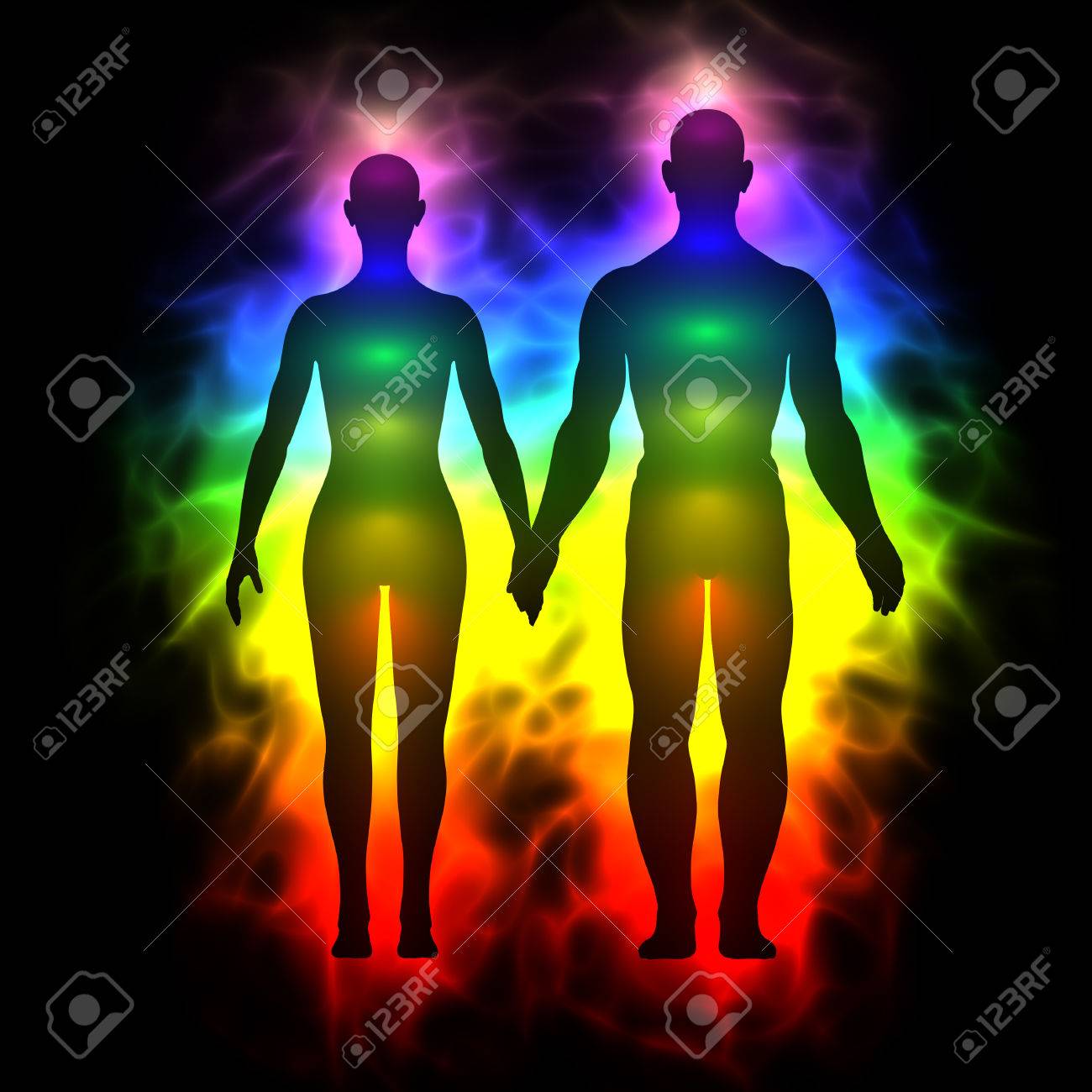 rainbow aura of woman and man stock photo picture and royalty free