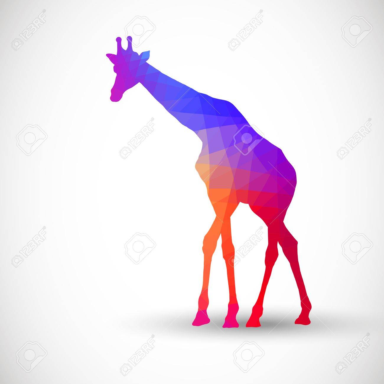 抽象画 赤と青 きりんシルエット付き カラフルなクレパス画 キリンの 抽象画 赤と青 きりんシルエット付き カラフルなクレパス画 キリンの