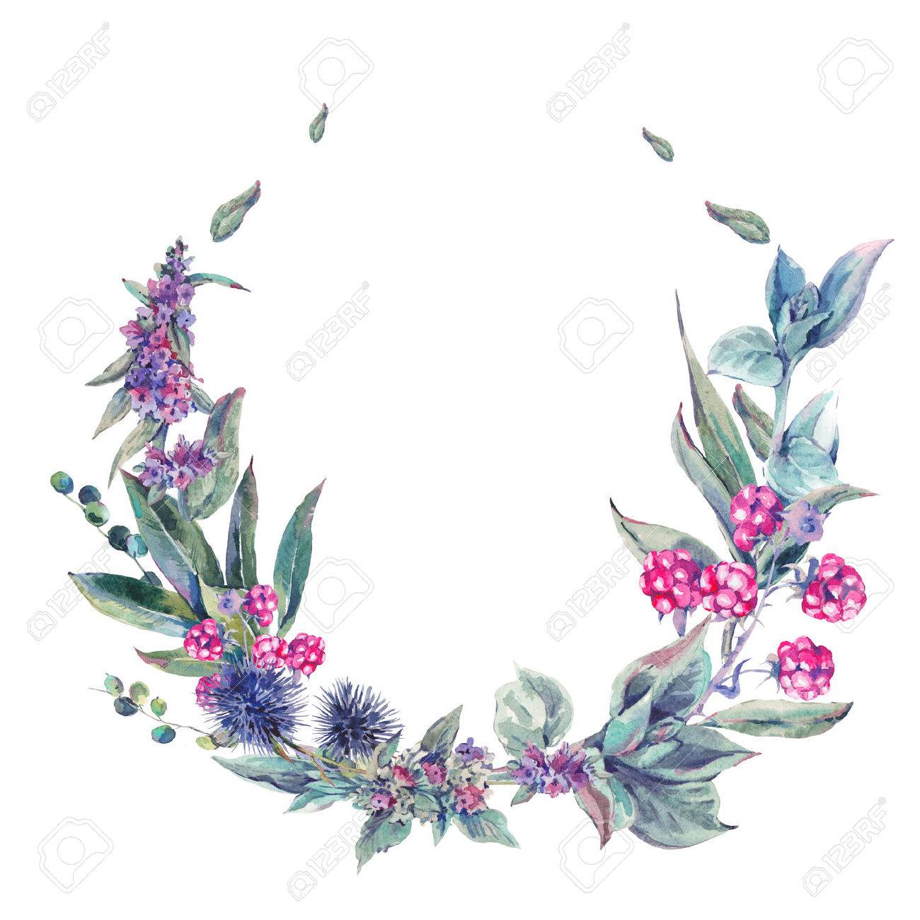 watercolor floral wreath vintage