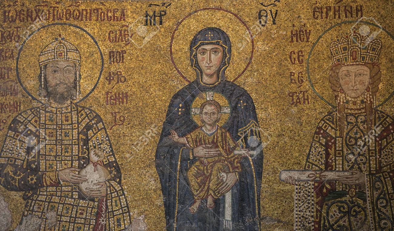 モザイク詳細ハギア ・ ソフィア大聖堂で皇帝コンスタンティヌス