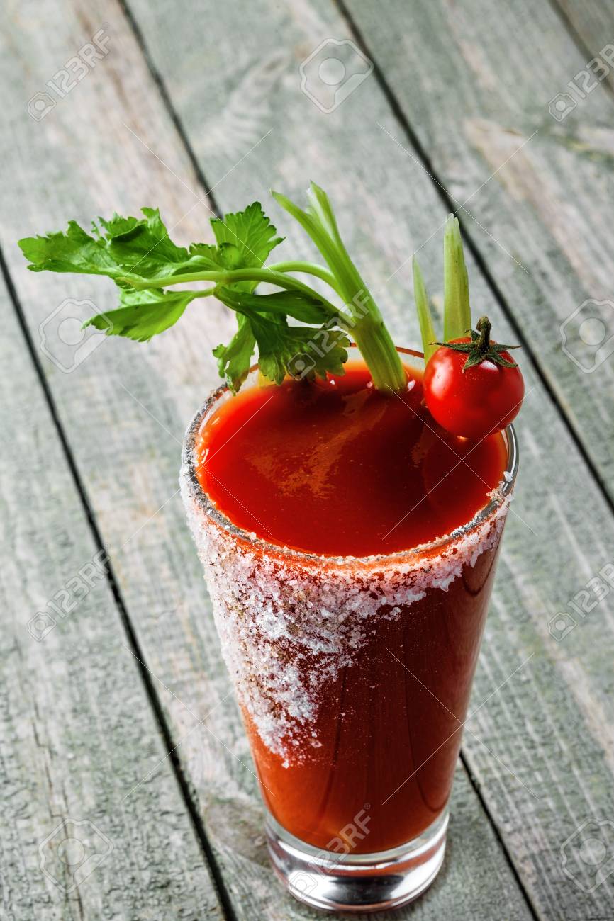 Bloody Mary Cocktail Made Of Tomato Juice Vodka Pepper Salt Stock Photo Picture And Royalty Free Image Image 84913655
