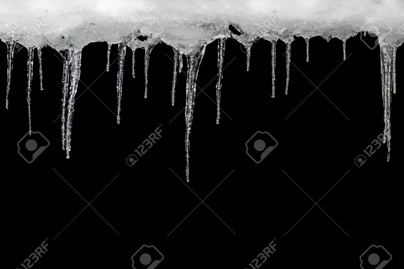 icicles on a black background place for text template for design