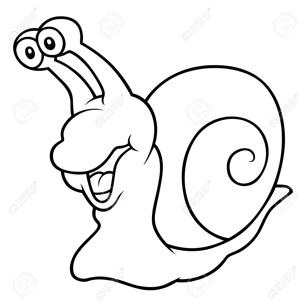 カタツムリ 黒と白の漫画イラスト のイラスト素材 ベクタ Image 1244