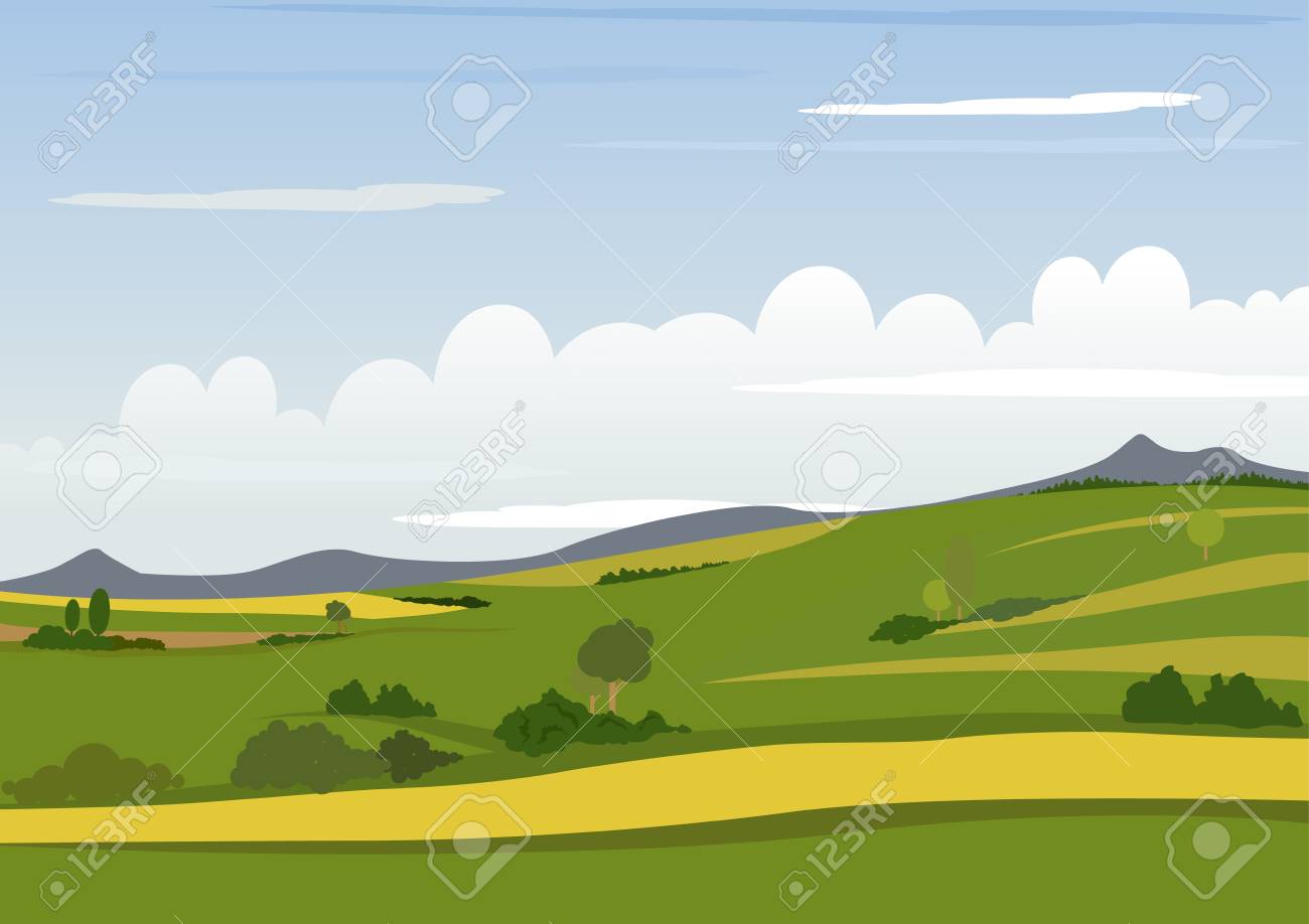 Spring Mountain Landscape Background Illustration Royalty Free Cliparts Vectors And Stock Illustration Image