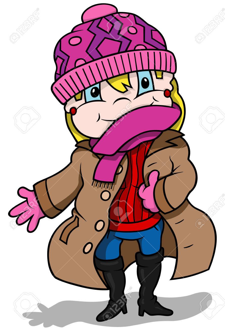 Chica Ropa De Invierno - Ilustración De Dibujos Animados Color, Vector Ilustraciones Svg, Vectoriales, Clip Art Vectorizado Libre Derechos. 66090474.