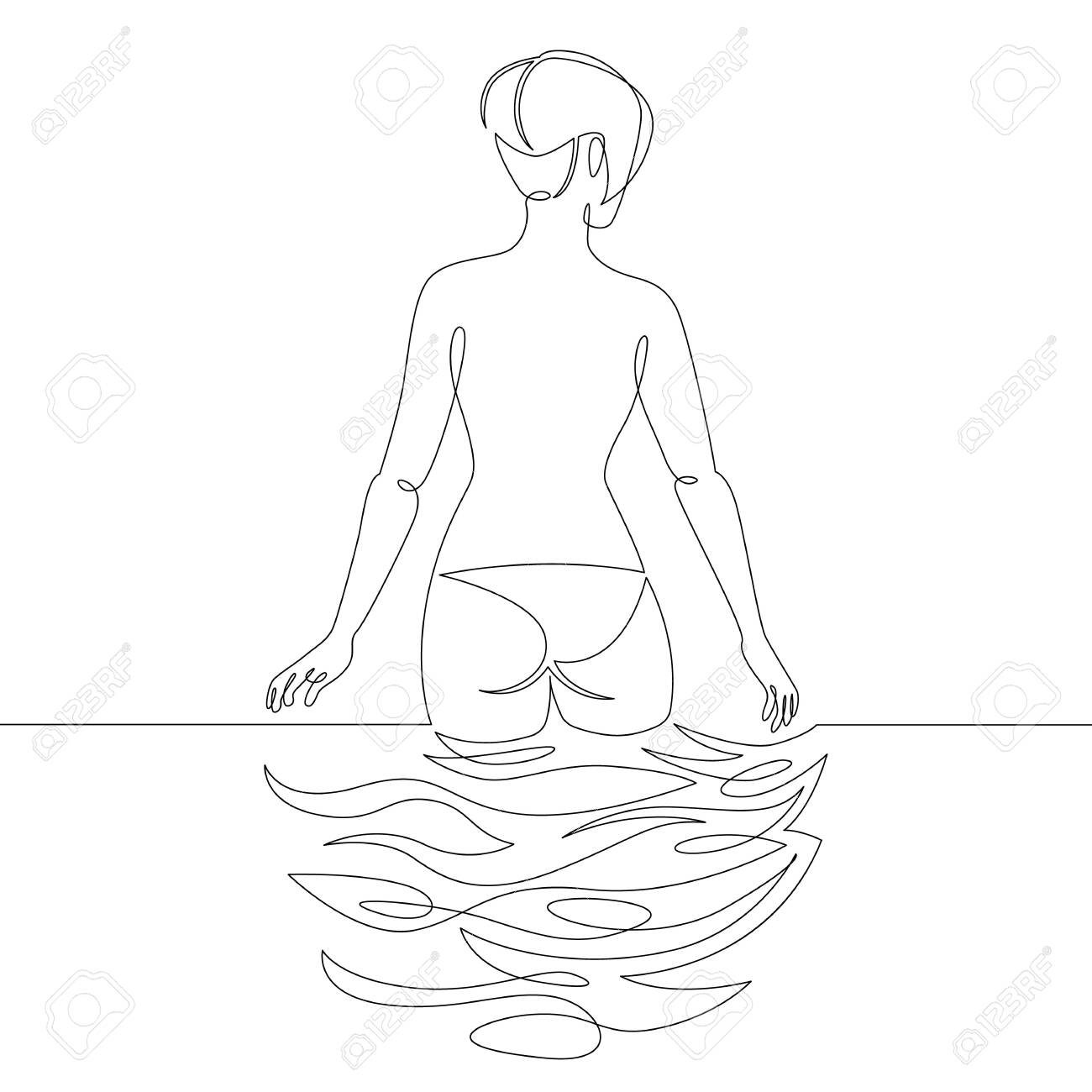 One Continuous Drawing Line Logo Portrait Woman Girl Standing Royalty Free Cliparts Vectors And Stock Illustration Image