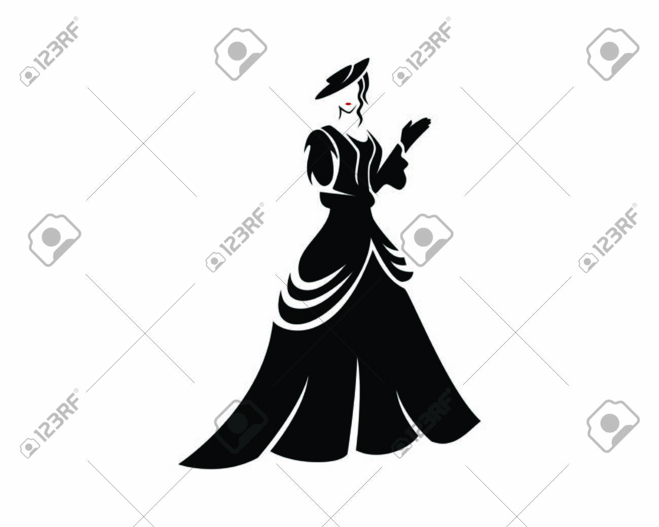 Old Fashion With A Lady Dressed Victorian Dress Silhouette Royalty Free  SVG, Cliparts, Vectors, and Stock Illustration. Image 142145305., image size:1300x1040