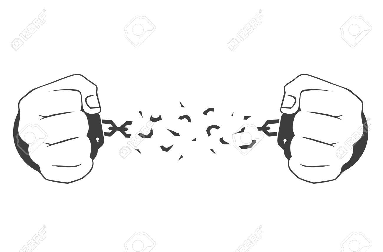 Hands In Handcuffs A Man Breaking A Chain Royalty Free Cliparts Vectors And Stock Illustration Image 49799148