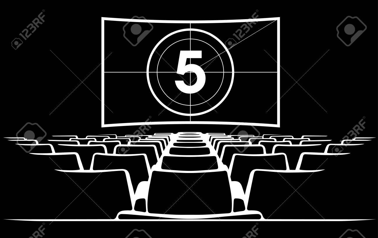 スクリーンと座席図で映画館の講堂 のイラスト素材 ベクタ Image