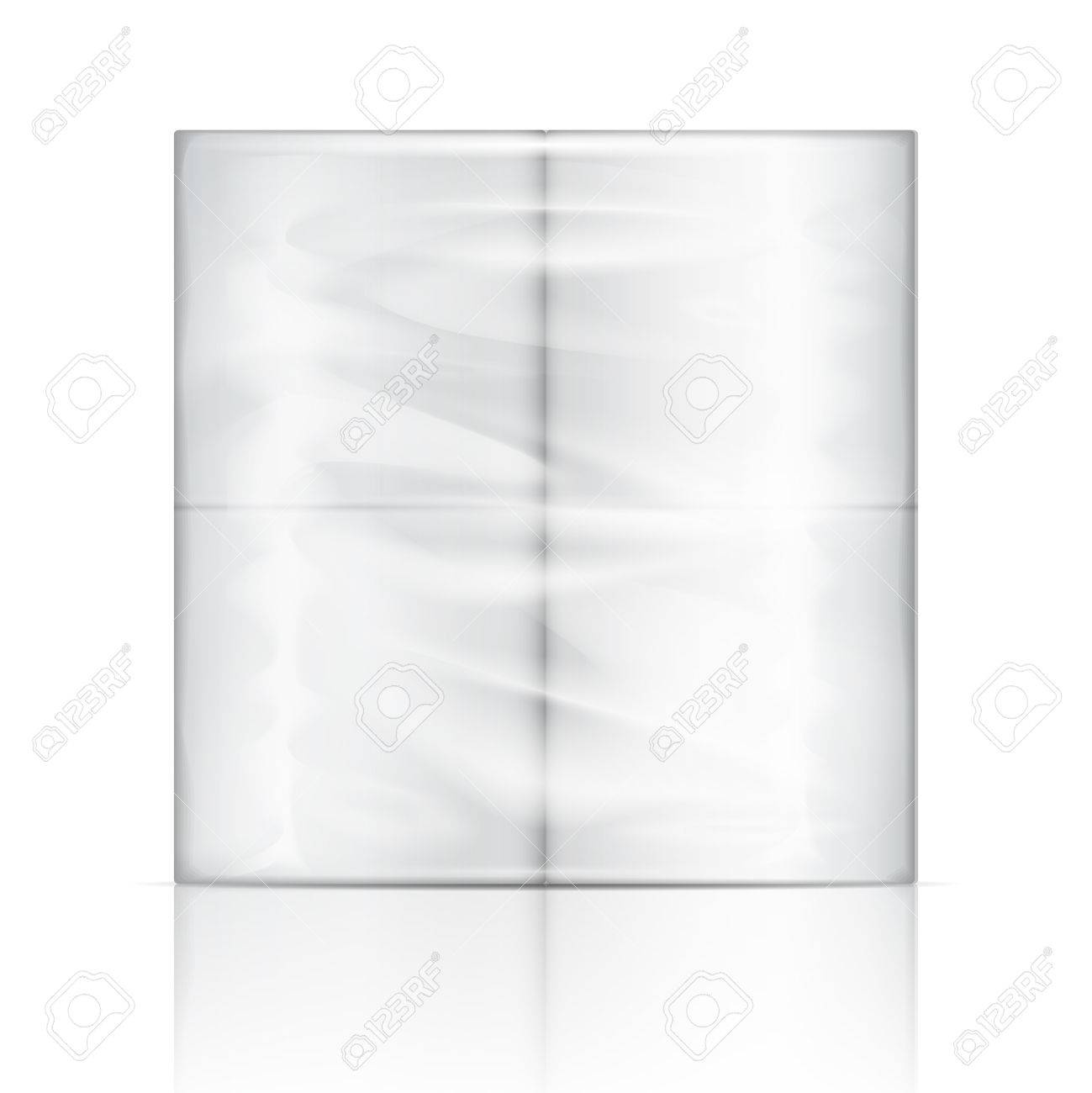 透明な折り返しの白ちり紙パッケージ。ベクトル イラスト。包装の 