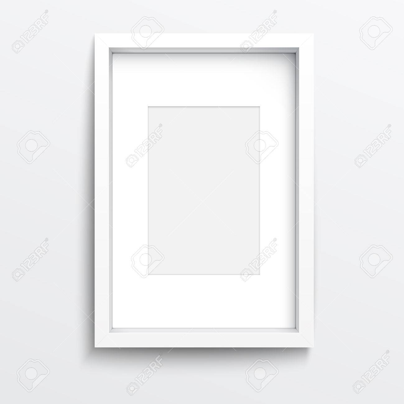 リアルな影付きの灰色の壁に白い垂直フレーム ベクトル イラスト のイラスト素材 ベクタ Image