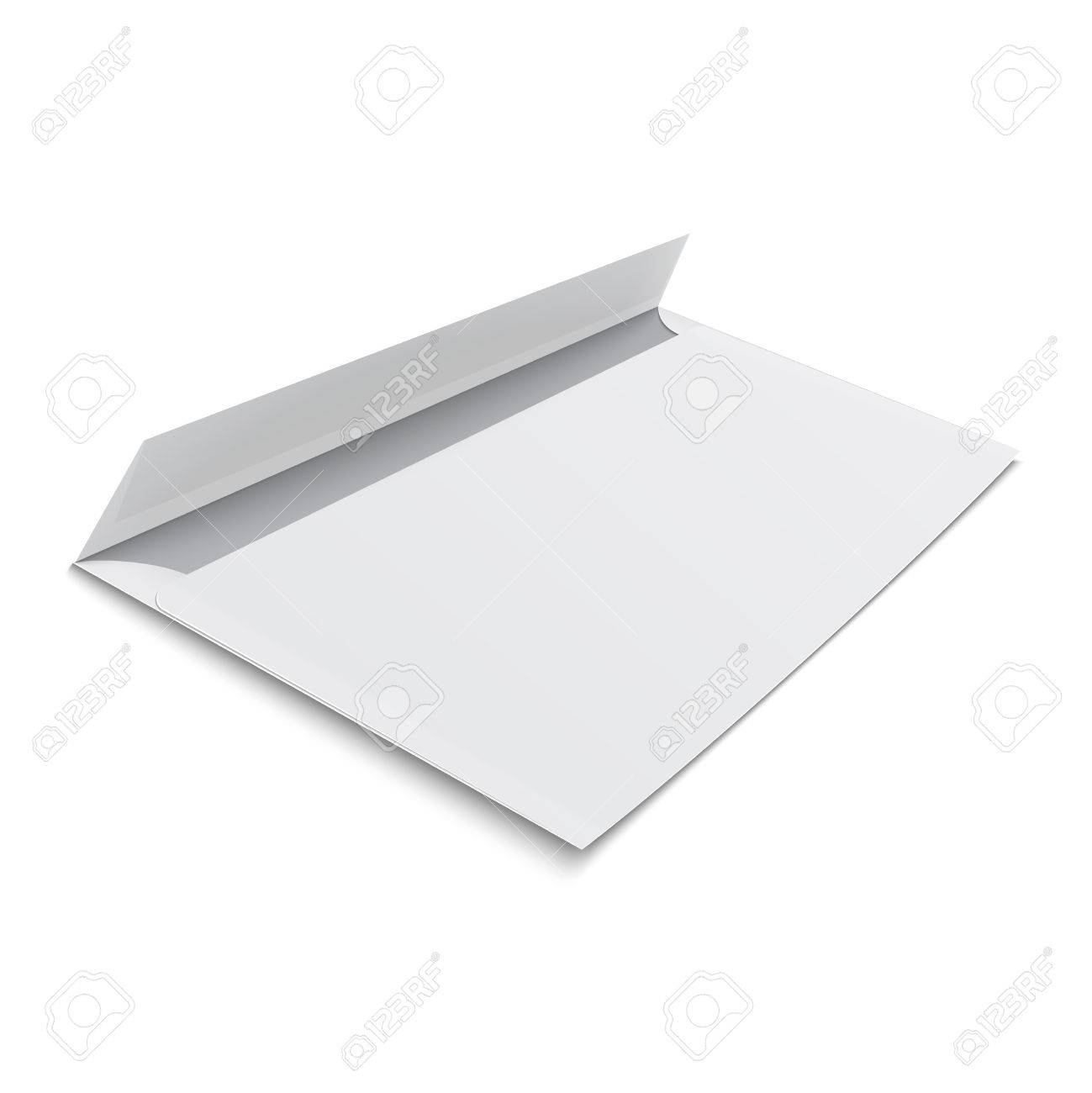 white stationery blank opened envelope e65 size on white