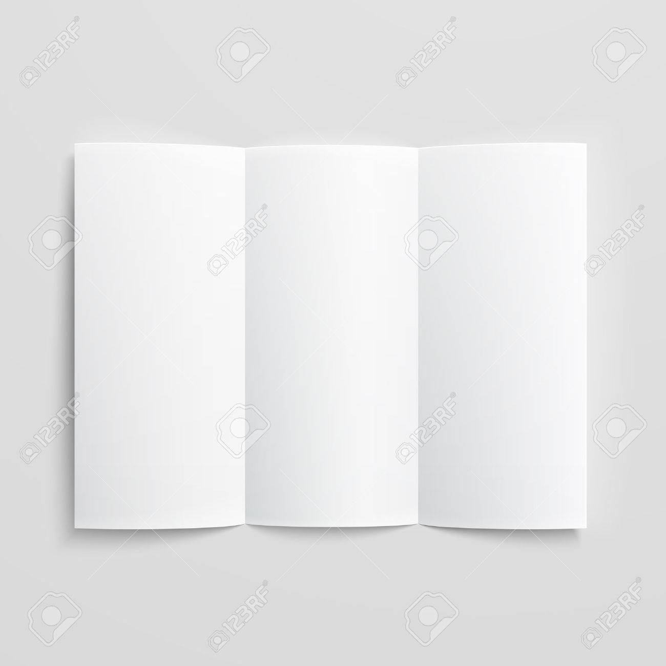 white stationery blank trifold paper brochure on gray background blank trifold